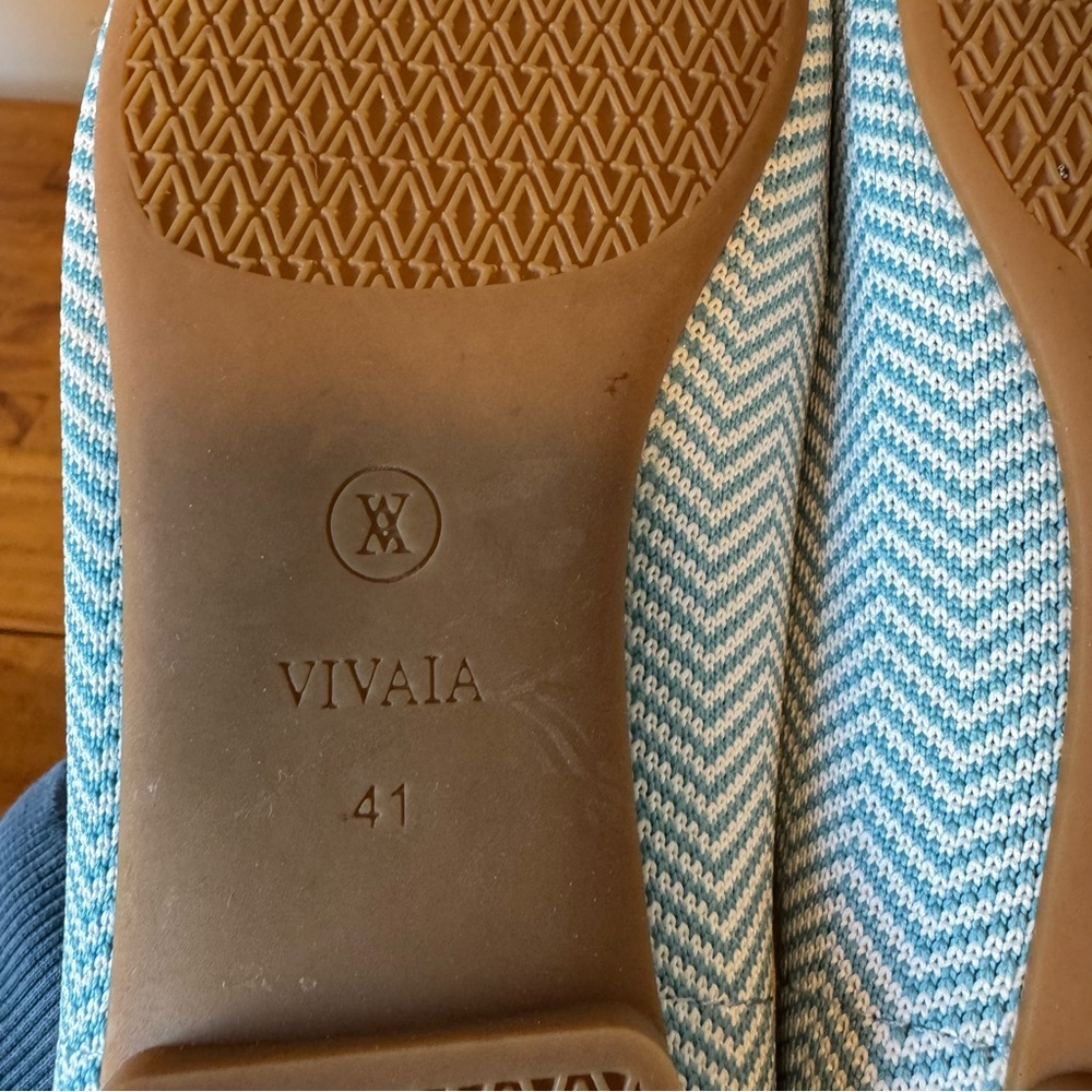 Vivaia Margot 2.0 V-Cut Washable Square Toe Flats Blue Stripe Knit Size 41 - Picture 6 of 7